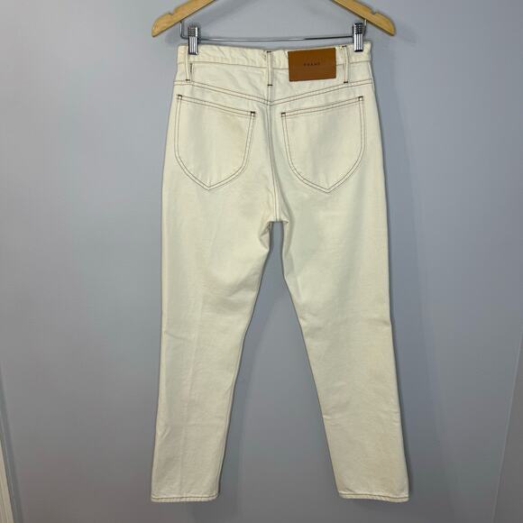 Frame Le Italien Straight Jeans High Rise Cream Rigid Denim Cream Preppy Sz 25 - Picture 8 of 15